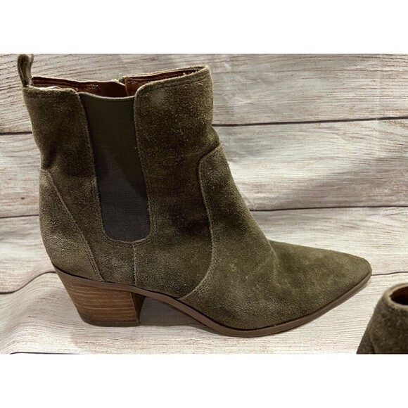 Franco Sarto Sager Suede Chelsea Ankle Boots in Olive Green Size 7 - Picture 2 of 11